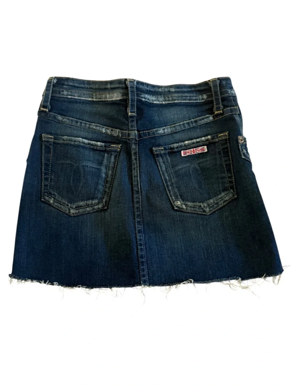 Hudson Jeans Dark Blue Denim Y2K Vintage Mini Skirt with Raw Hem